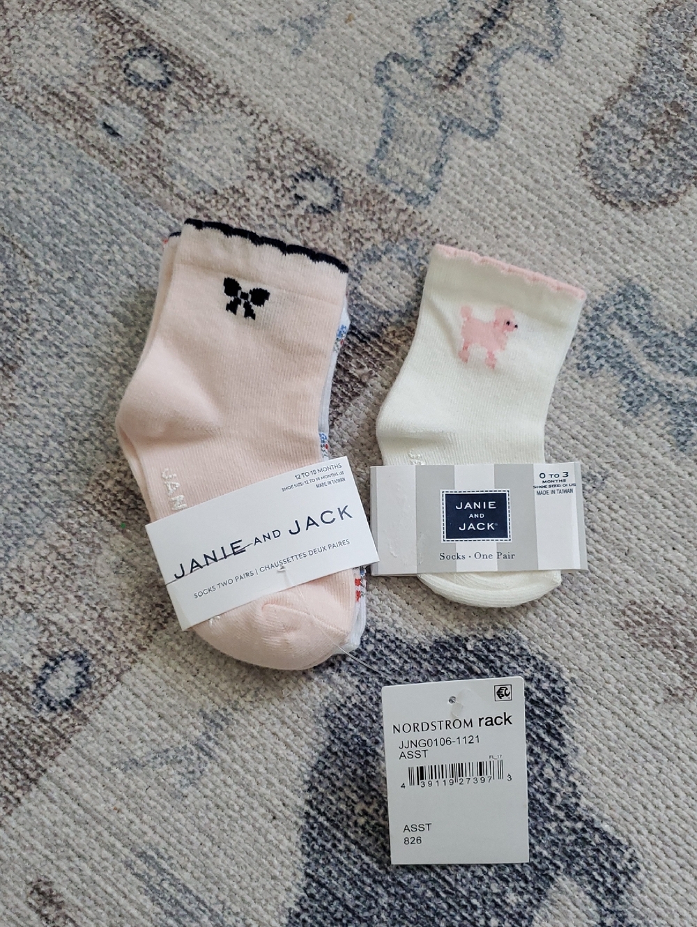 NWT Janie and Jack Bundle Girls Baby Socks 3 Pairs Sz0-18m